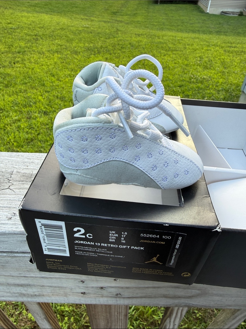 Jordan Baby Walker Shoes in White and Light Gray